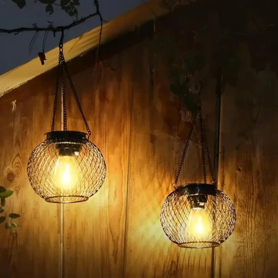 Solar Powered Outdoor Light Hanging Lanterns Decorative Set - Image 1